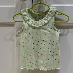 NWT Zara Lime Green Cherry Tank Top Sz 3T